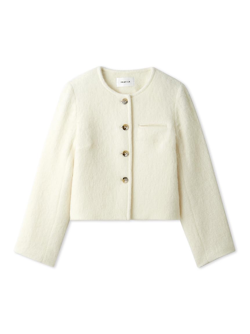 Amazon | ノーカラーシャギーショートジャケット FWFJ244078WHT0